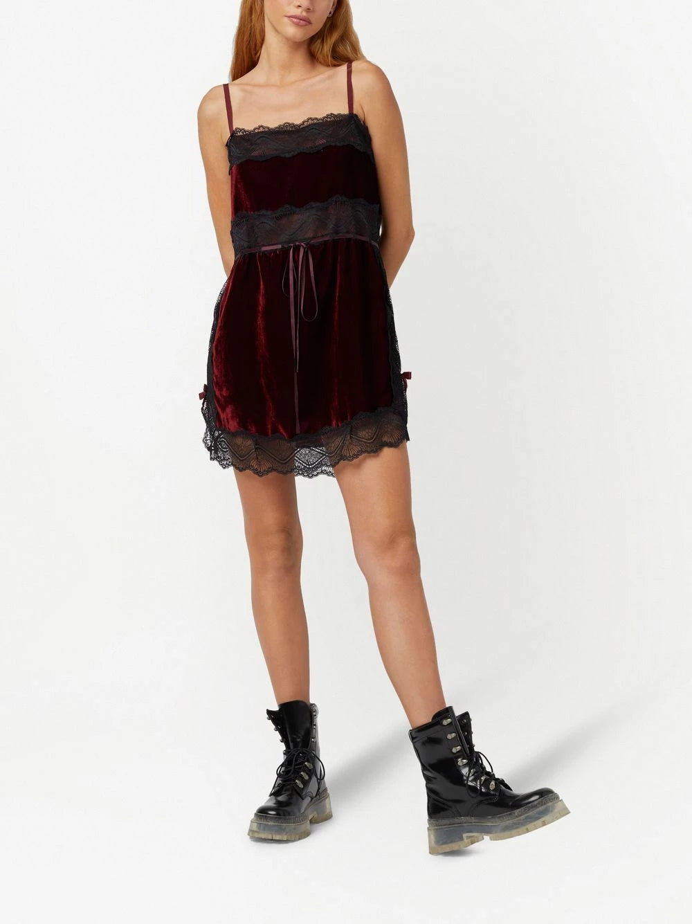 Mini-robe en velours - Bordeaux