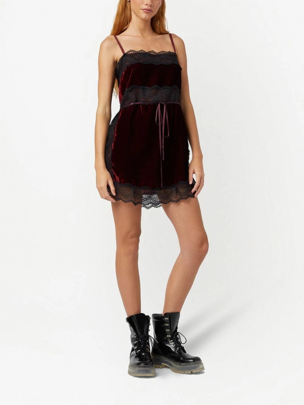Mini-robe en velours - Bordeaux