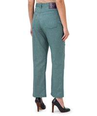 Pantalon à rayures en denim - Vert