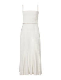 Robe plissée bicolore - Off White
