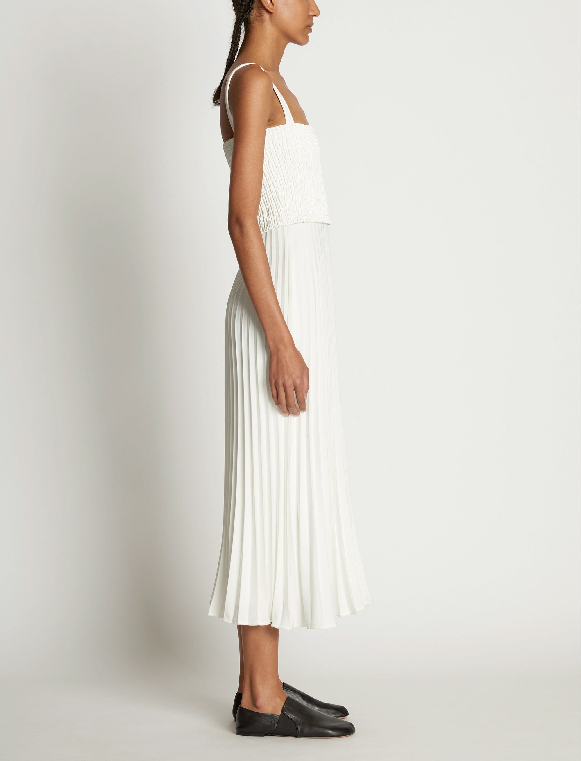 Robe plissée bicolore - Off White