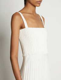 Robe plissée bicolore - Off White