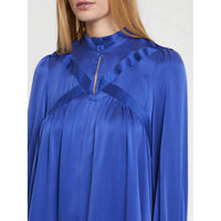 Robe à manches longues en soie - Bleu