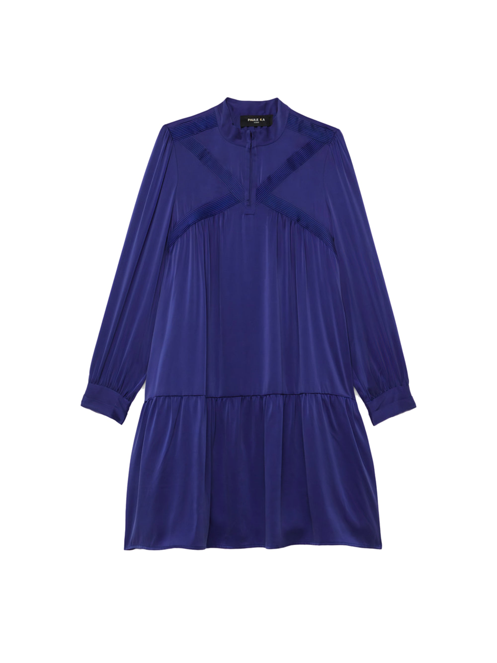 Robe à manches longues en soie - Bleu
