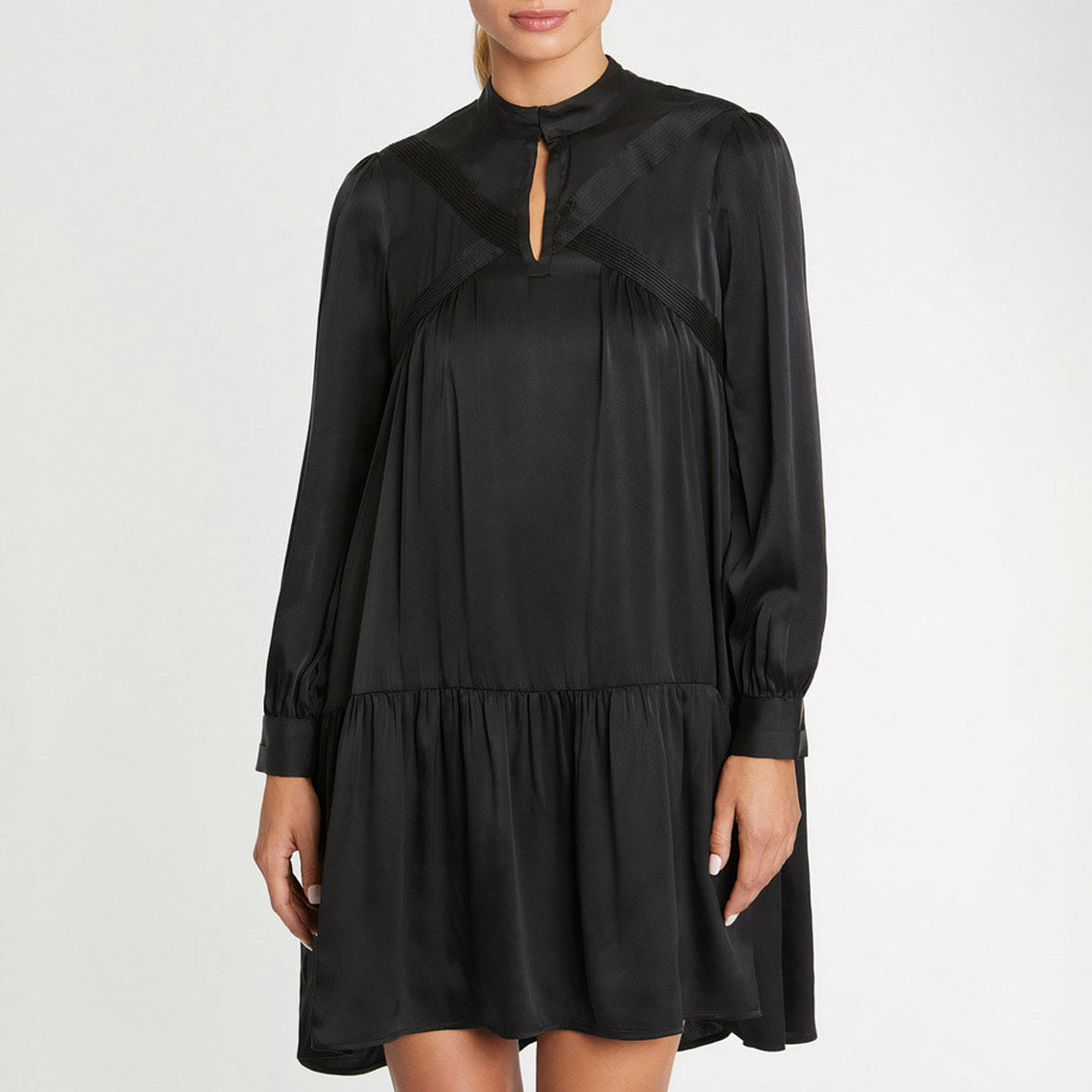 Robe à manches longues en soie - Noir
