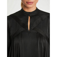 Robe à manches longues en soie - Noir