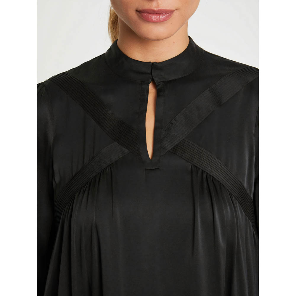 Robe à manches longues en soie - Noir