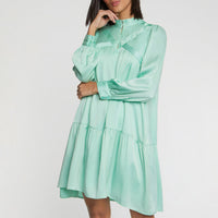 Robe à manches longues en soie - Vert menthe
