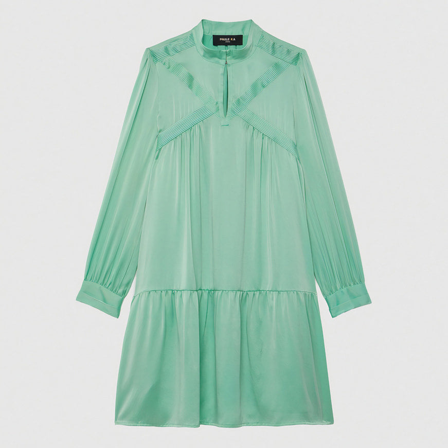 Robe à manches longues en soie - Vert menthe