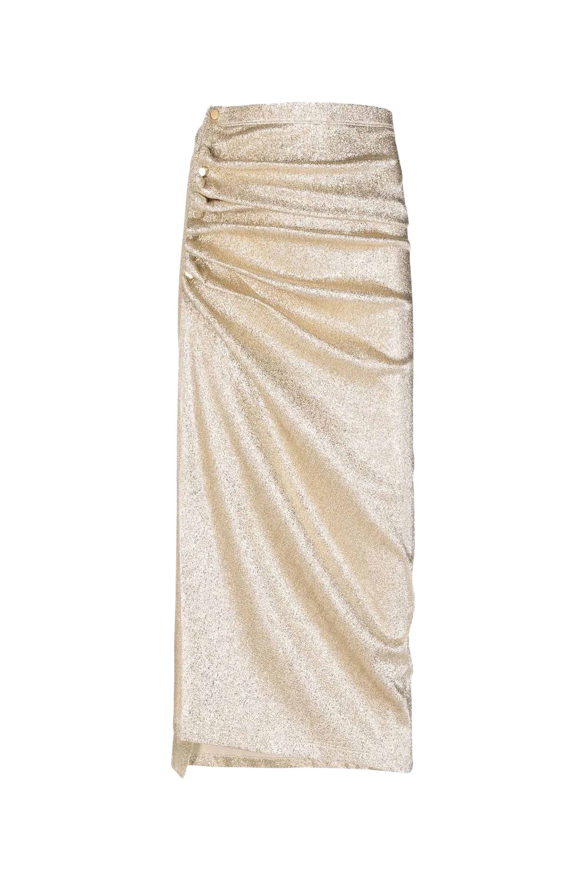 Glittering mid-length slit skirt - Silver & Gold