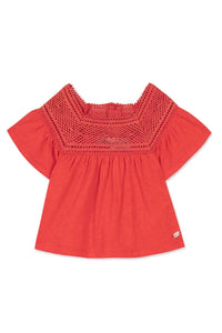Baby Fleur D'Hibiscus t-shirt in linen blend - Hibiscus