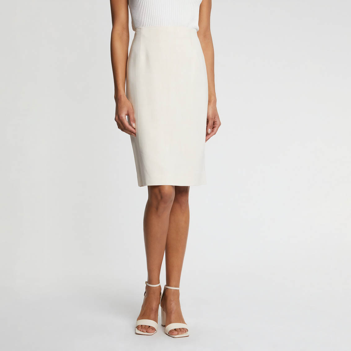 Jupe crayon taille haute - Beige
