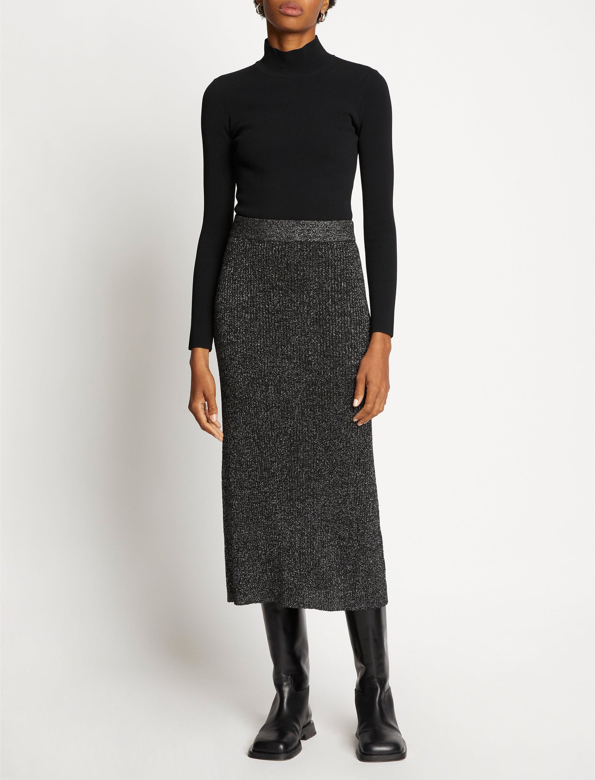Jupe longue en lurex - Black & Silver