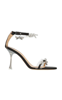 Bow 95 rhinestone heel sandals - Black
