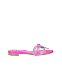 Sandales plates Morgana à strass en satin - Fuchsia Shimmer