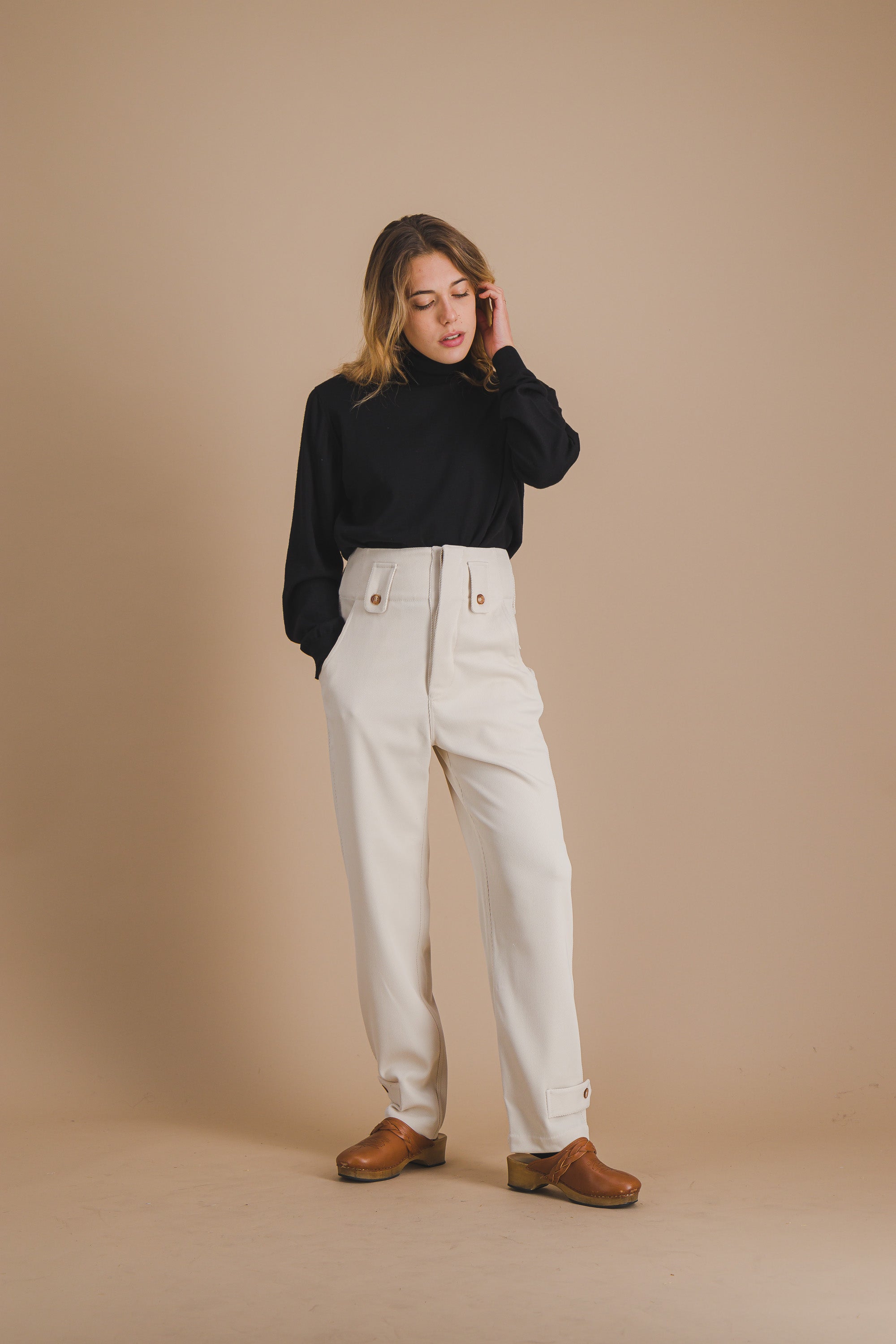ZNOSTOCK_ECRU PANTS BUISSON - Ecru