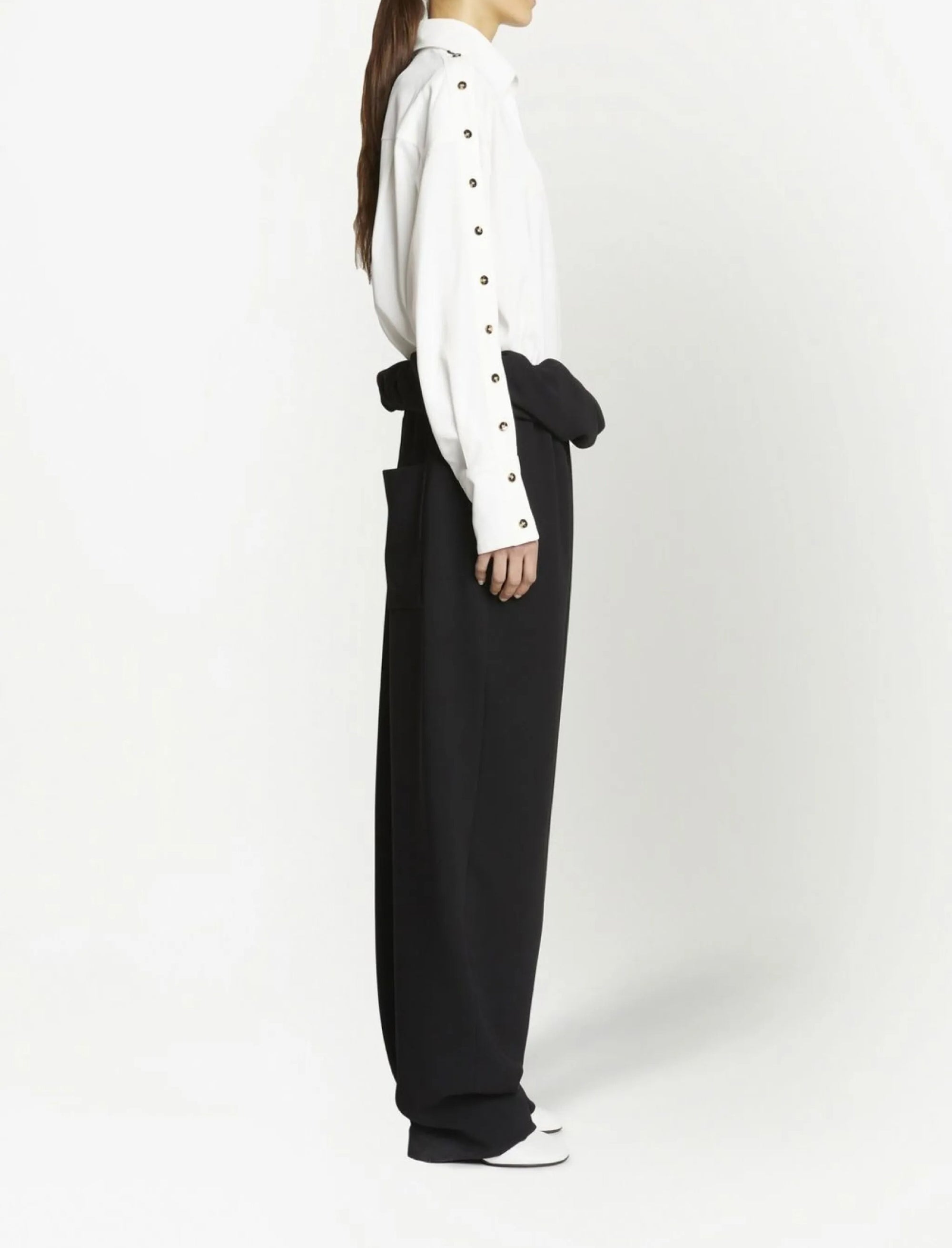 Chemise à manches boutonnées - White