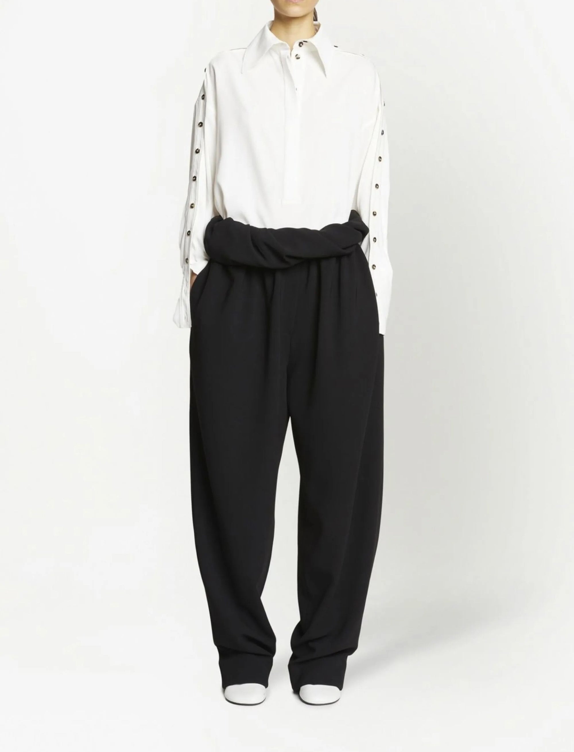 Chemise à manches boutonnées - White