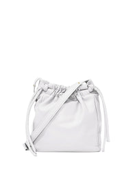 Sac seau à cordon de serrage en cuir - Optic White