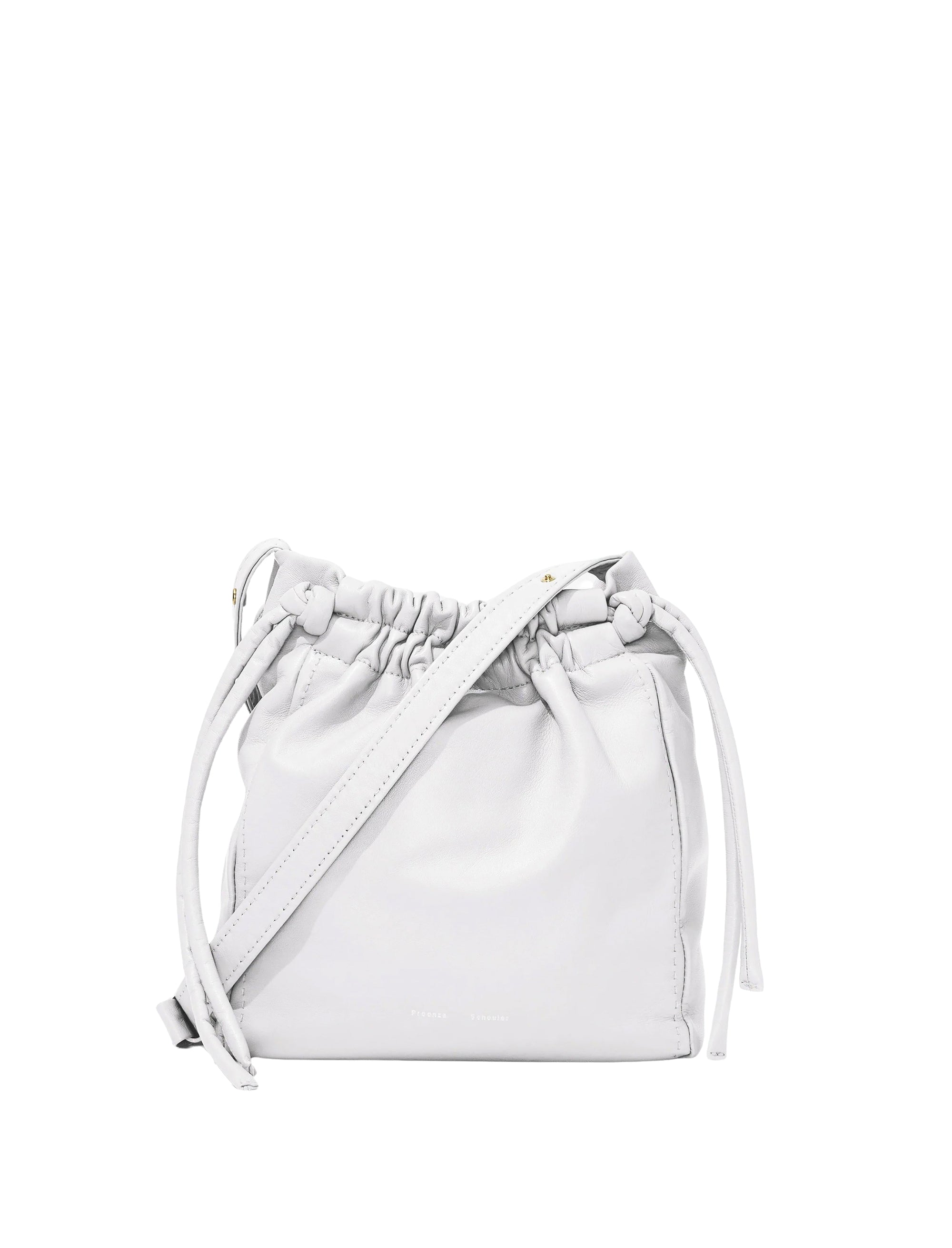 Sac seau à cordon de serrage en cuir - Optic White