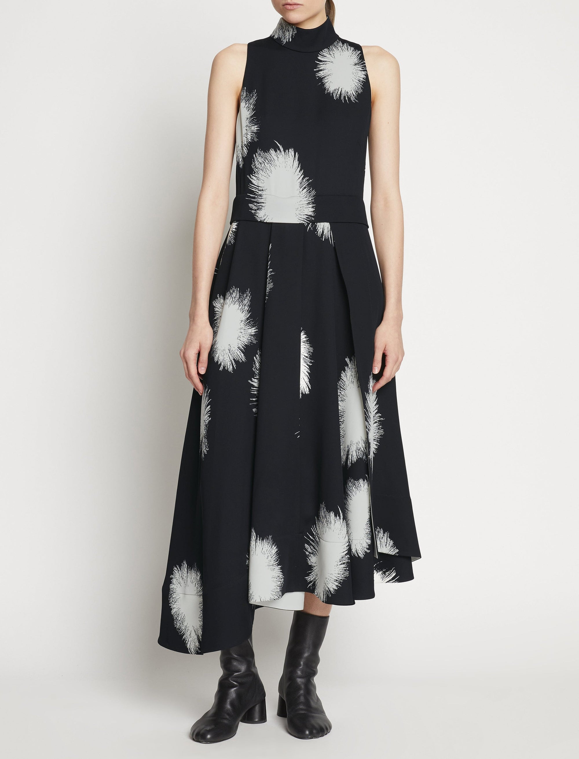 Robe sans manches imprimée à pois - Black & White Multicolor