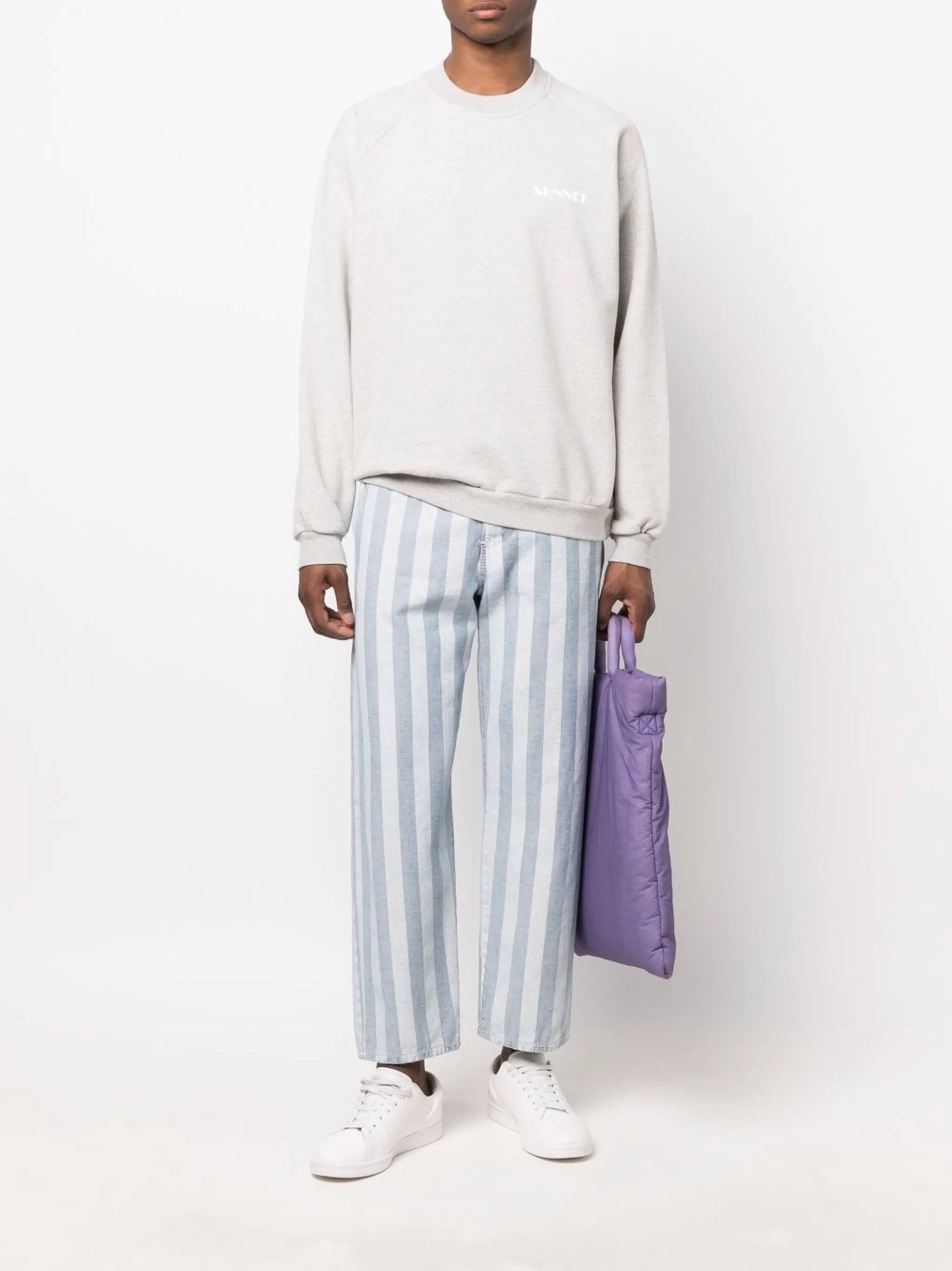 Washed stripe trousers - Blue