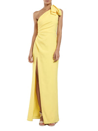 Long dress with an asymmetrical strap - Lemon