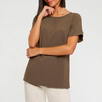 Short-sleeved blouse - Light khaki
