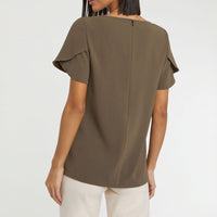 Short-sleeved blouse - Light khaki