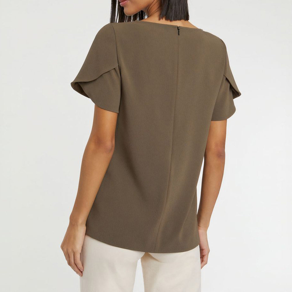 Short-sleeved blouse - Light khaki