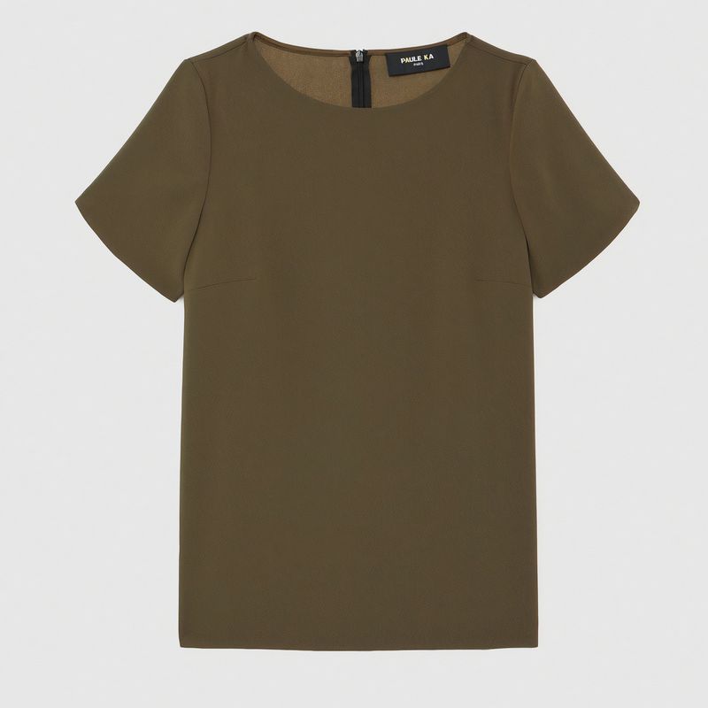 Short-sleeved blouse - Light khaki