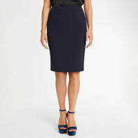 Jupe droite en satin - Bleu marine