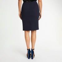 Jupe droite en satin - Bleu marine