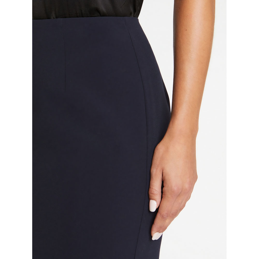 Jupe droite en satin - Bleu marine