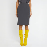 Jupe droite en satin - Gris