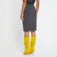 Jupe droite en satin - Gris