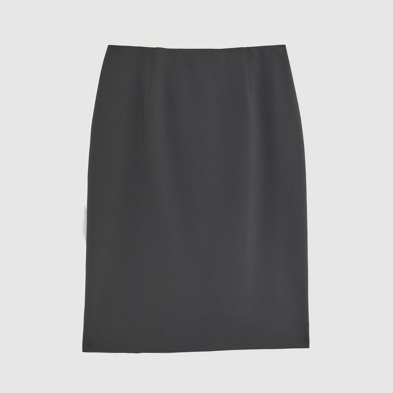 Jupe droite en satin - Gris