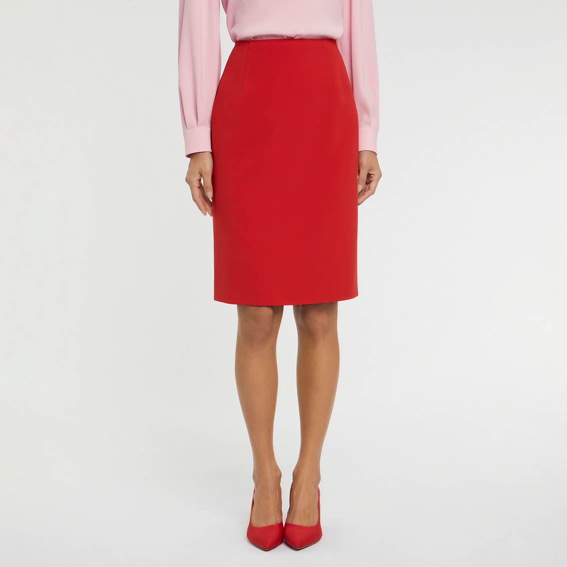 Satin pencil skirt - Red