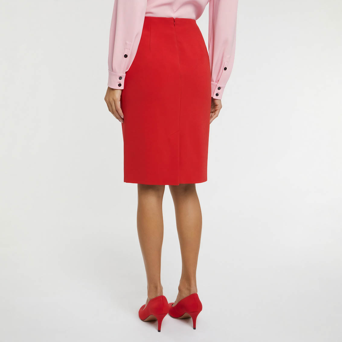 Satin pencil skirt - Red