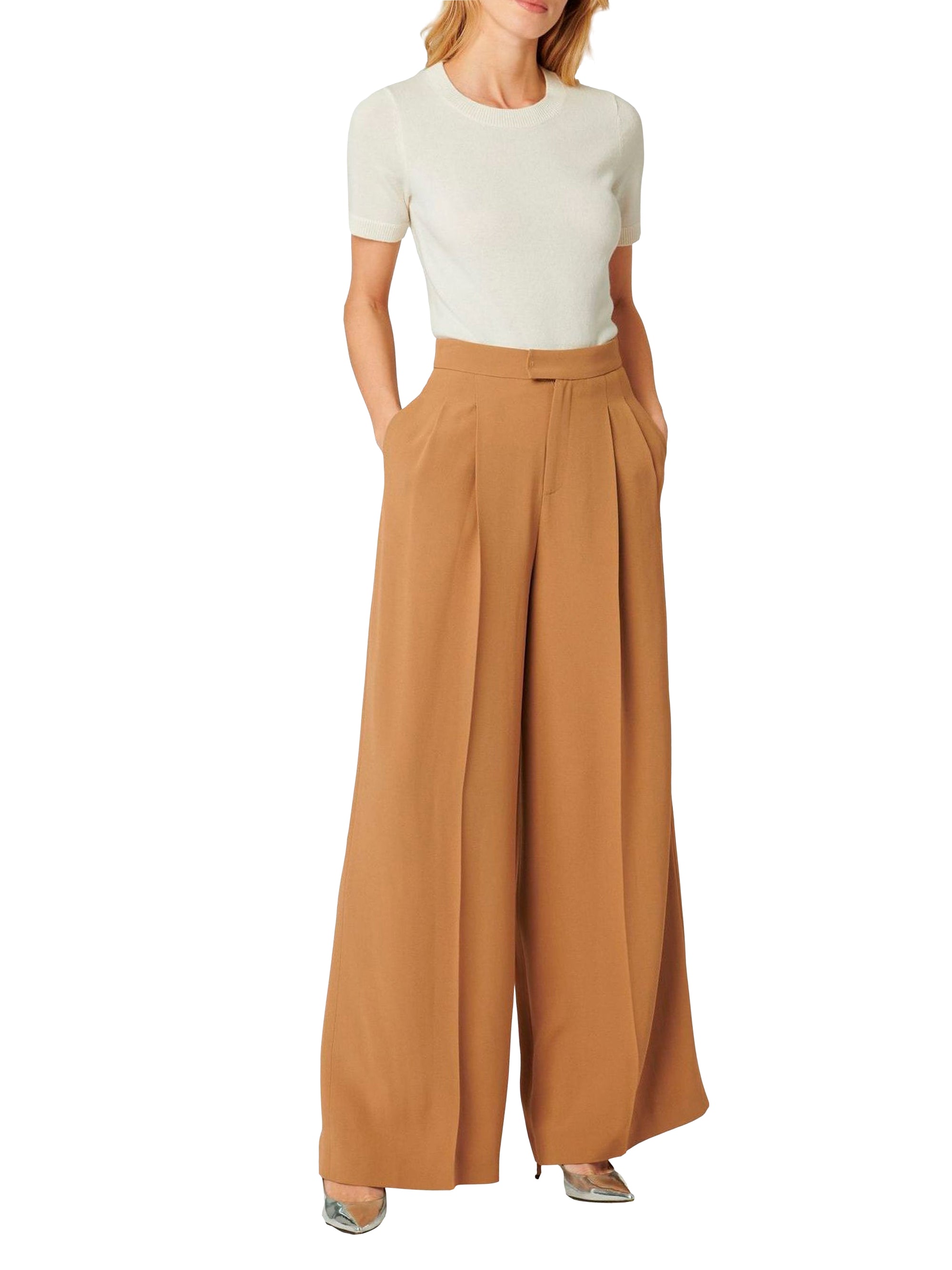 Satin trousers - Camel