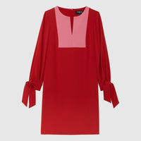 Robe trapèze à manches longues - Rouge & rose
