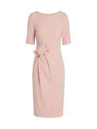 Straight-cut dress with short sleeves - Powder