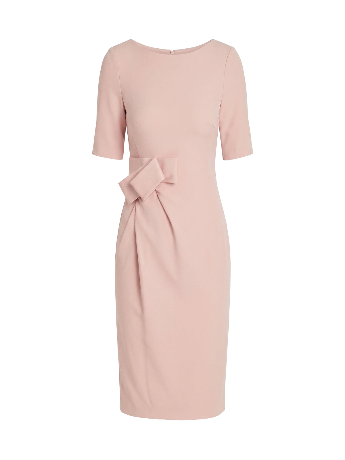 Straight-cut dress with short sleeves - Powder