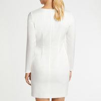 Short-sleeved V-neck dress - Off-white