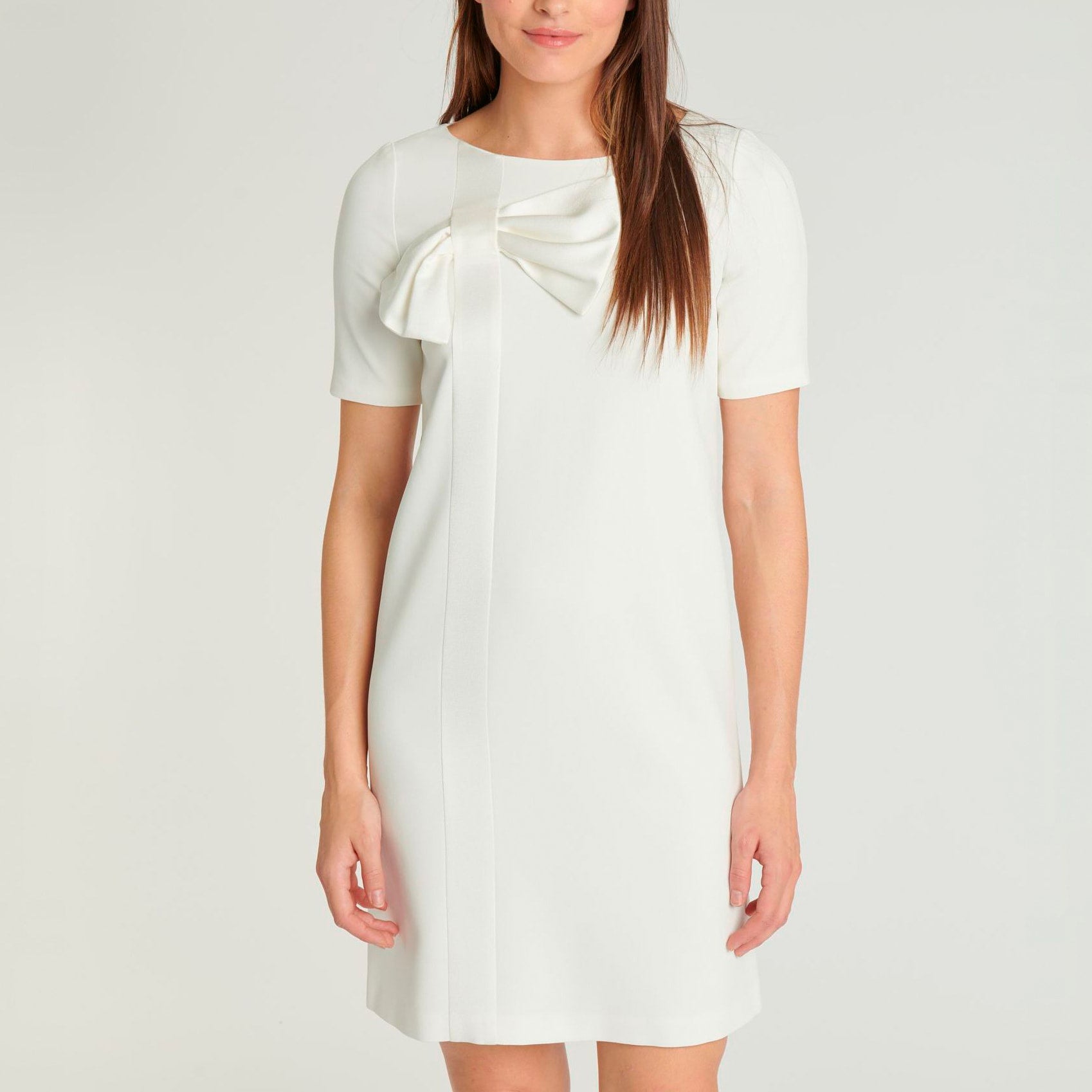 Short-sleeved trapeze dress - Off-white