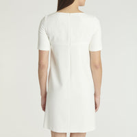 Short-sleeved trapeze dress - Off-white