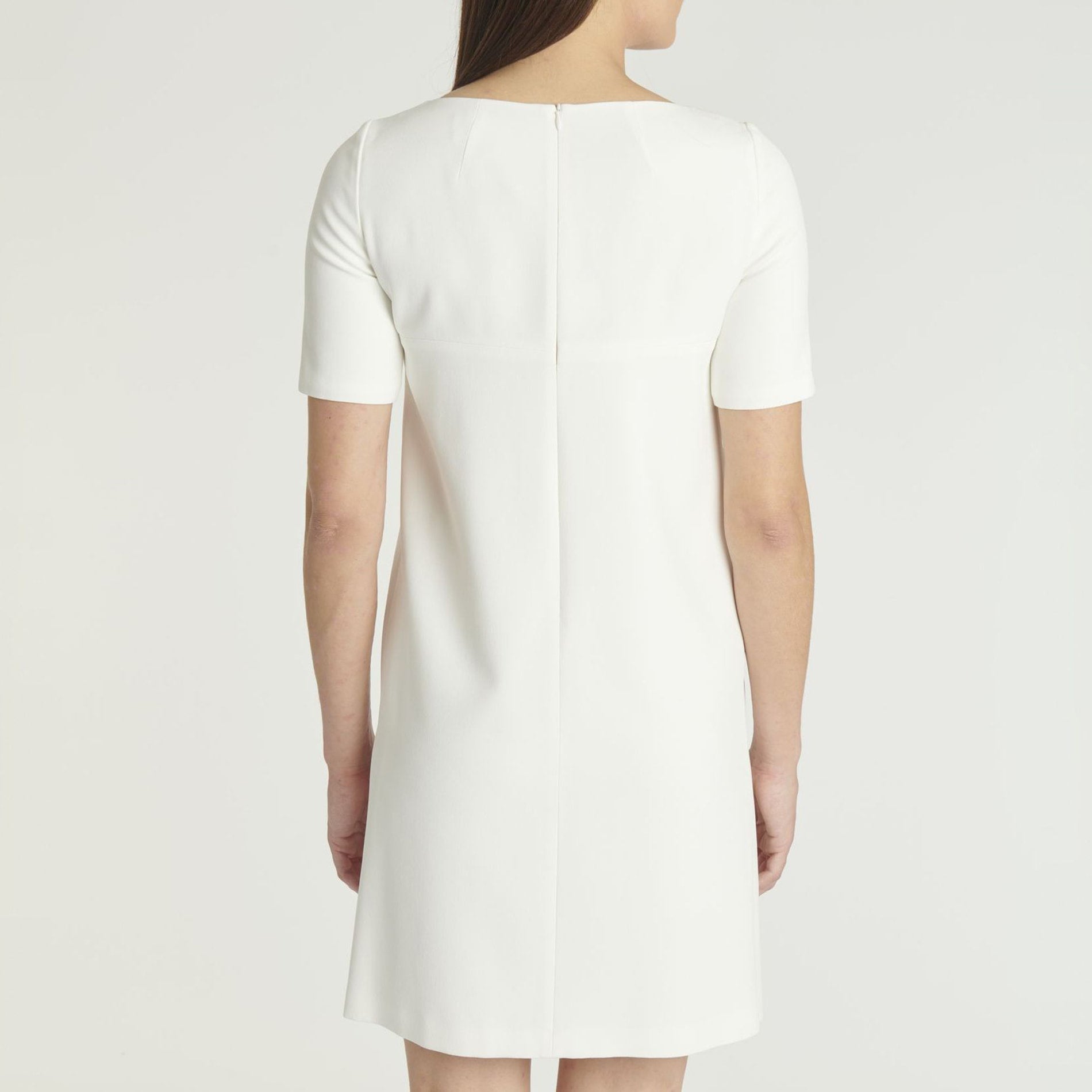 Short-sleeved trapeze dress - Off-white