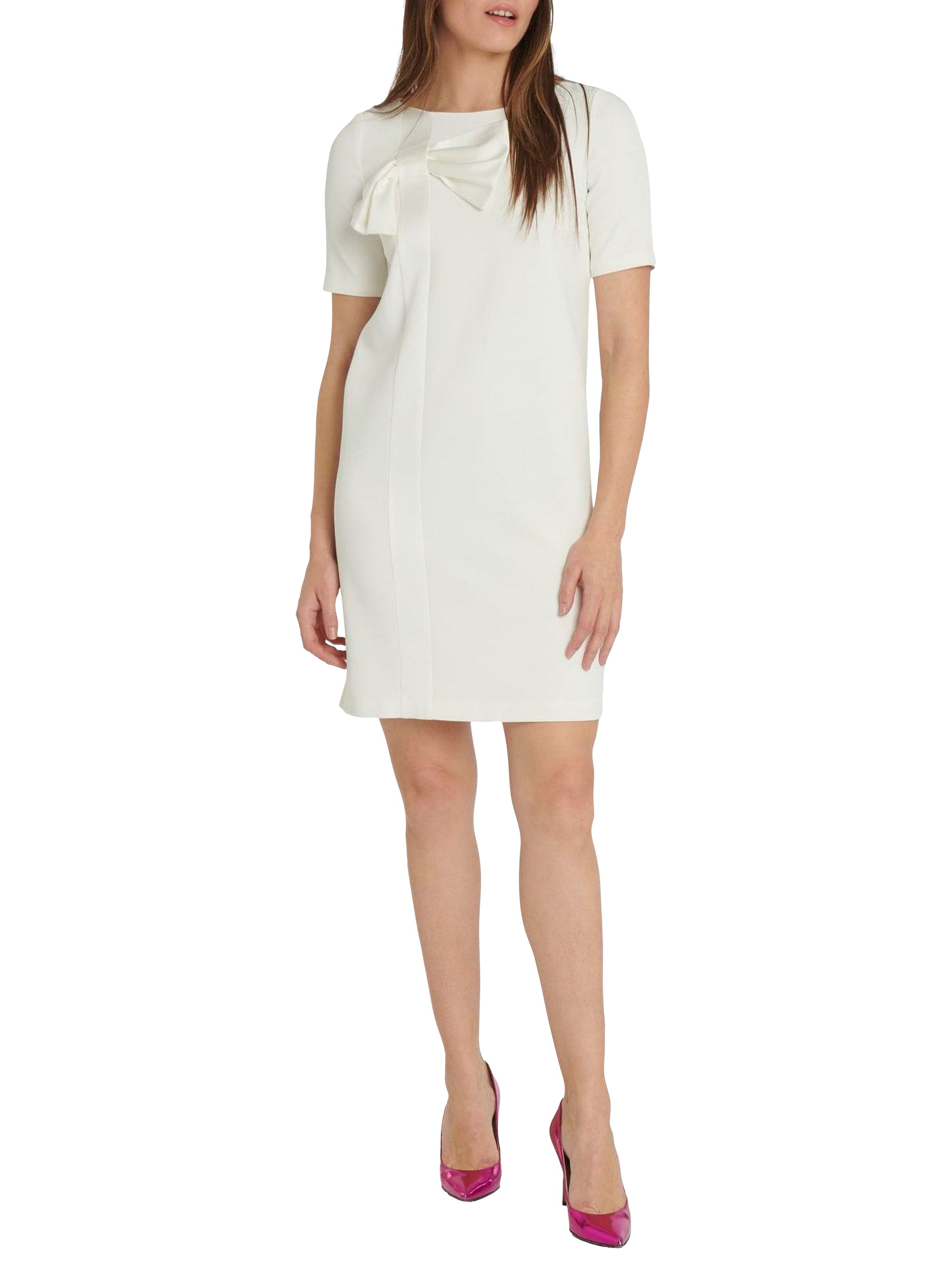 Short-sleeved trapeze dress - Off-white