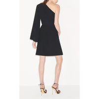 Robe ceinturée à col asymétrique - Noir