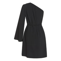 Robe ceinturée à col asymétrique - Noir